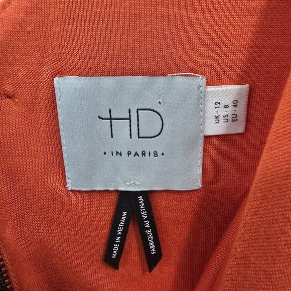 Anthropologie Dress Womens 8 Medium Orange Armour Cross Front Jacquard Mini - Picture 3 of 10